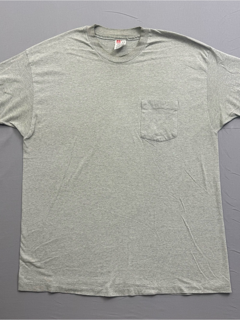 Vintage Hanes plain Gray Pocket Men's T-Shirt XL Short Sleeve Crew Neck Casual